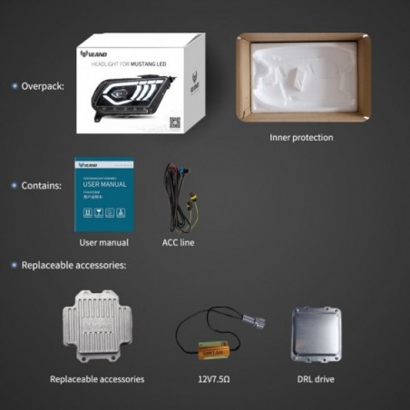 FORD MUSTANG 2010-2014 LAMPA LAMPY EUROPA KOMPLET LEWA + PRAWA LED VLAND