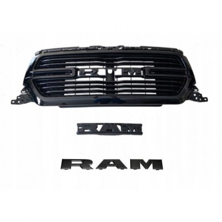 DODGE RAM 1500 V LARAMIE 2019- ATRAPA GRILL CZARNA POŁYSK + LOGO + PODSTAWA