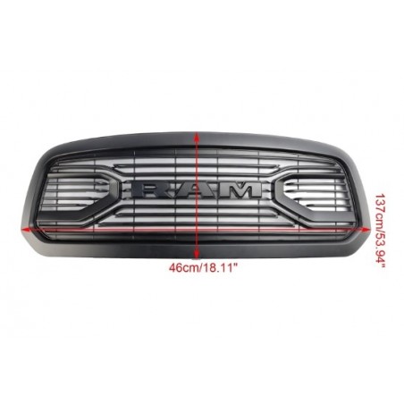 DODGE RAM 1500 2013-2018 ATRAPA GRILL CZARNA DO MALOWANIA + LOGO RAM