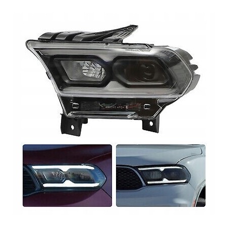 DODGE DURANGO 2021- LAMPA PRZÓD Z LED KIERUNEK ŻARÓWKA PRAWA + LEWA CZARNA