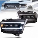 DODGE RAM 1500 2019-24 LAMPA LAMPY LED CZARNE SOCZEWKI VLAND MATRIX KOMPLET