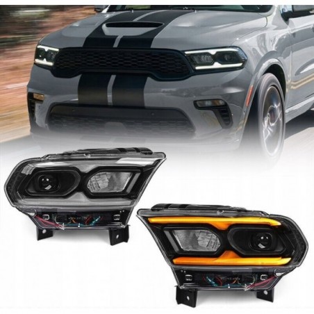 DODGE DURANGO 2021- LAMPA LEWA + PRAWA FULL LED CZARNA USA KOMPLET Z SILNIK