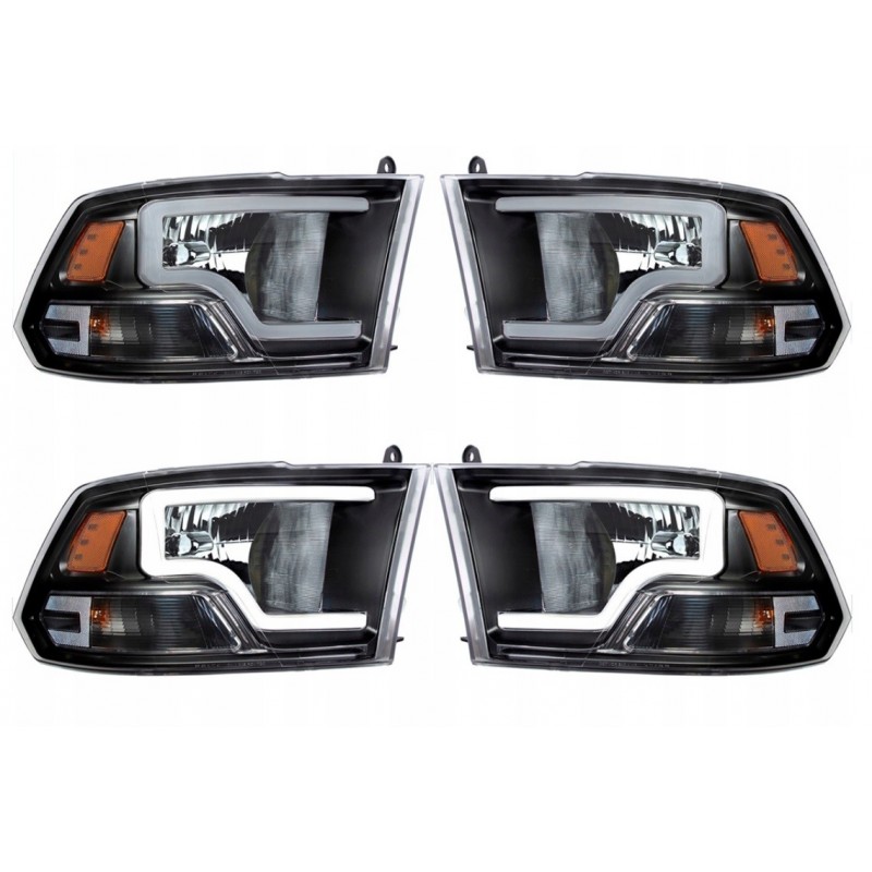 DODGE RAM 2009-2018 LAMPA LAMPY PRAWA + LEWA Z LED TUNING CZARNE BLACK KPL