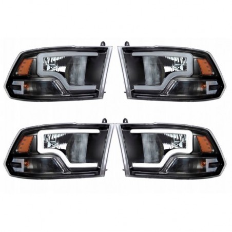 DODGE RAM 2009-2018 LAMPA LAMPY PRAWA + LEWA Z LED TUNING CZARNE BLACK KPL
