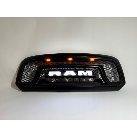 DODGE RAM 1500 2013-18 ATRAPA GRILL STYL WZÓR REBEL + LAMPKI + NAPIS LED