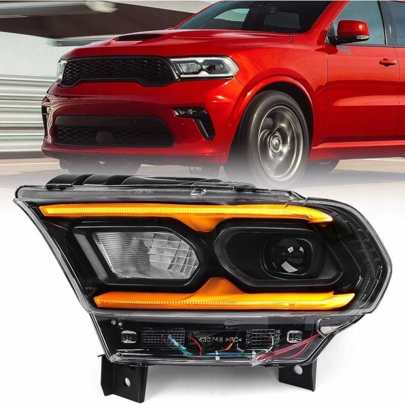 DODGE DURANGO 2021-2025 LAMPA FULL LED LEWA CZARNA KOMPLETNA Z SILNIK