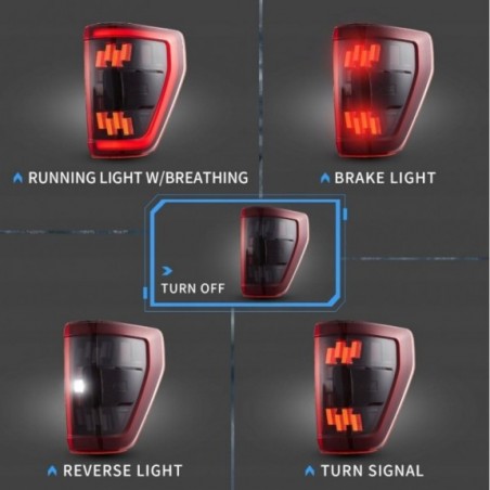 FORD F150 F-150 2021- LAMPA LAMPY LED VLAND KPL LEWA + PRAWA CZERWONE ŻÓŁTY