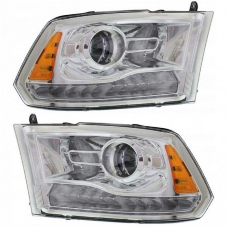 DODGE RAM 2013- LAMPA LAMPY PRAWA+LEWA JASNE LED BIAŁY DRL SOCZEWKA KPL USA