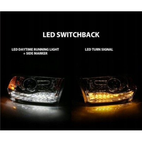 DODGE RAM 2013- LAMPA LAMPY PRAWA+LEWA JASNE LED BIAŁY DRL SOCZEWKA KPL USA