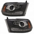 DODGE RAM 2013- LAMPA LAMPY PRAWA+LEWA BLACK LED BIAŁY DRL SOCZEWKA KPL USA