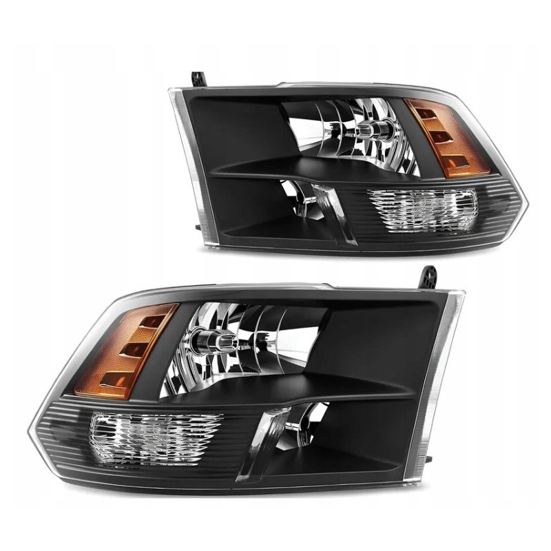 DODGE RAM 2009-2018 LAMPA LAMPY PRZEDNIE 3 KOMORY CZARNA BLACK LEWA + PRAWA