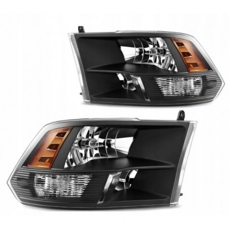 DODGE RAM 2009-2018 LAMPA LAMPY PRZEDNIE 3 KOMORY CZARNA BLACK LEWA + PRAWA