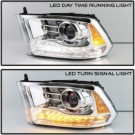 DODGE RAM 2013- LAMPA LAMPY EUROPA PRAWA +LEWA CHROM SOCZEWKA BIAŁY LED DRL