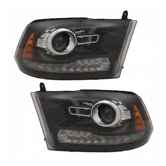 DODGE RAM 2013-2018 LAMPA PRAWA +LEWA BLACK LED SOCZEWKA KOMPLET EAGLE EYES