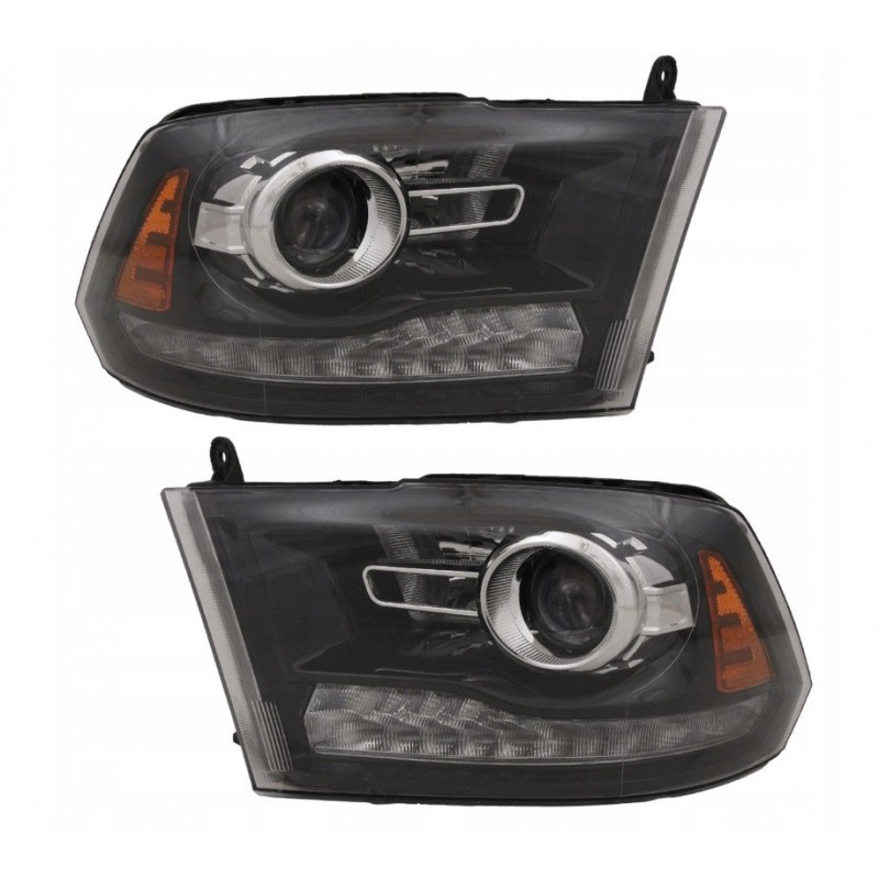 DODGE RAM 2013-2018 LAMPA PRAWA +LEWA BLACK LED SOCZEWKA KOMPLET EAGLE EYES
