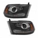 DODGE RAM 2013-2018 LAMPA PRAWA +LEWA BLACK LED SOCZEWKA KOMPLET EAGLE EYES