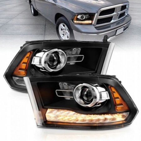 DODGE RAM 2013-2018 LAMPA PRAWA +LEWA BLACK LED SOCZEWKA KOMPLET EAGLE EYES
