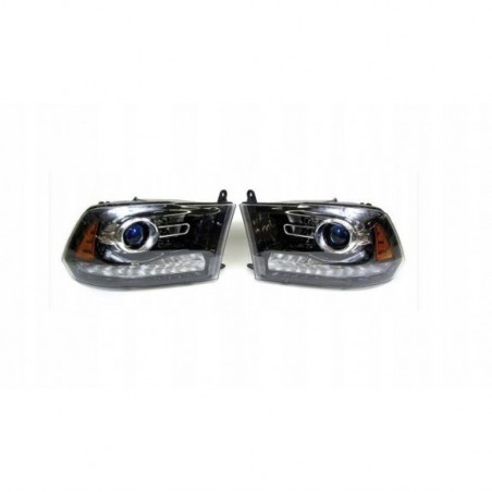 DODGE RAM 2013-2018 LAMPA PRAWA +LEWA BLACK LED SOCZEWKA KOMPLET EAGLE EYES