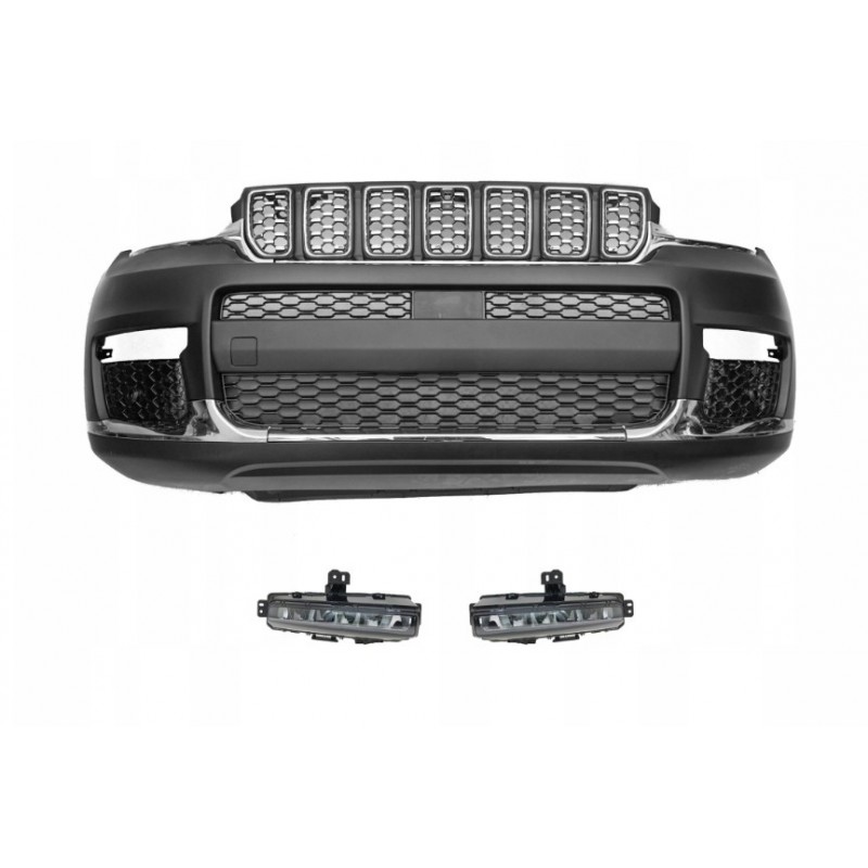 JEEP GRAND CHEROKEE WL LONG 21- ZDERZAK PRZÓD KOMPLET POD PDC + HALOGEN LED
