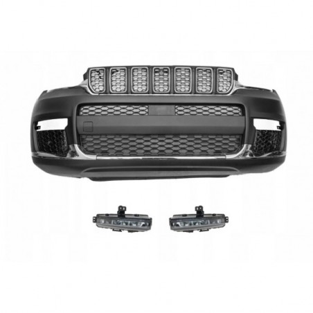 JEEP GRAND CHEROKEE WL LONG 21- ZDERZAK PRZÓD KOMPLET POD PDC + HALOGEN LED
