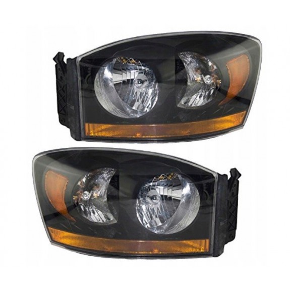 DODGE RAM 2006 WERSJA USA LAMPA LEWA + PRAWA PRZÓD CZARNE KOMPLET