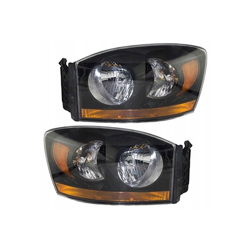 DODGE RAM 2006 WERSJA USA LAMPA LEWA + PRAWA PRZÓD CZARNE KOMPLET