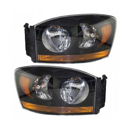 DODGE RAM 2006 WERSJA USA LAMPA LEWA + PRAWA PRZÓD CZARNE KOMPLET
