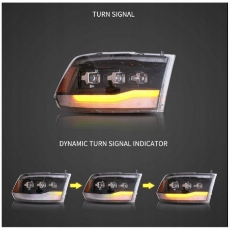 DODGE RAM IV 2009- LAMPA LAMPY LED VLAND LEWA+PRAWA KPL BLACK 3 SOCZEWKI EU