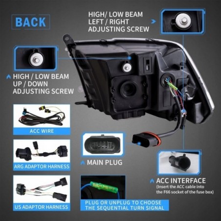 DODGE RAM IV 2009- LAMPA LAMPY LED VLAND LEWA+PRAWA KPL BLACK 3 SOCZEWKI EU