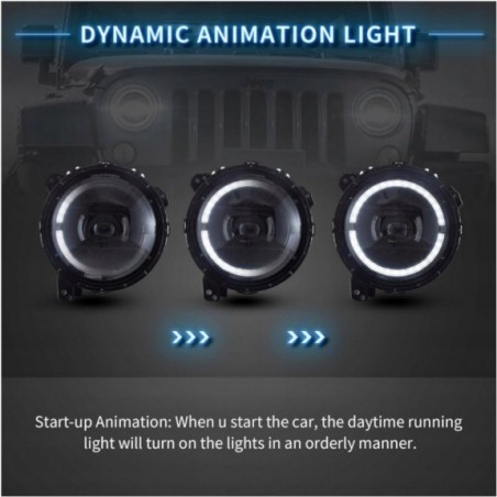 JEEP WRANGLER JL GLADIATOR JT 2018- LAMPA LAMPY 9'' FULL LED VLAND SOCZEWKA
