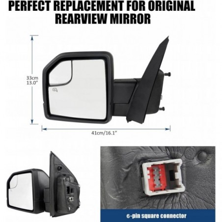 LUSTERKO LEWE PODGRZEWANE + KIERUNEK 6 PIN NOWE FORD F-150 F150 2015-2020