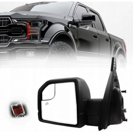 LUSTERKO LEWE PODGRZEWANE + KIERUNEK 8 PIN NOWE FORD F-150 F150 2015-2020