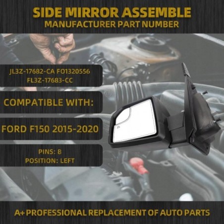 LUSTERKO LEWE PODGRZEWANE + KIERUNEK 8 PIN NOWE FORD F-150 F150 2015-2020