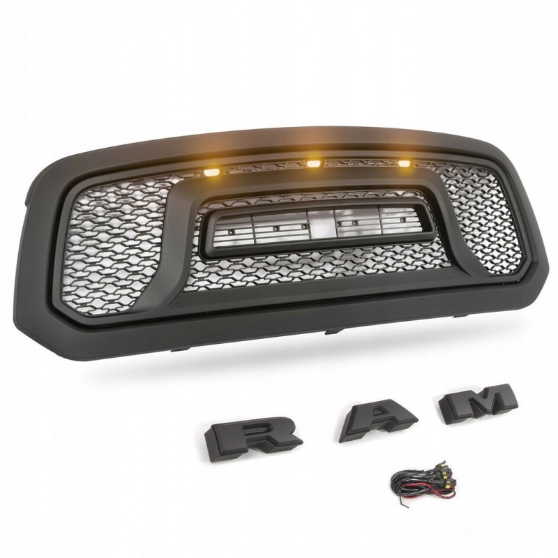 ATRAPA GRILL STYL WZÓR REBEL + LAMPKI + INSTALACJA DODGE RAM 1500 2013-18