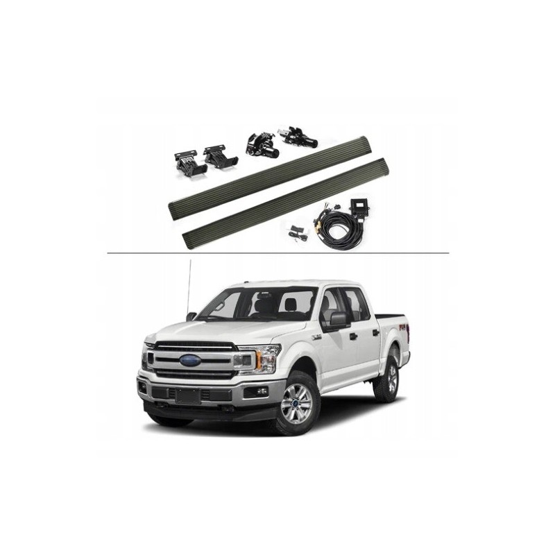 PRÓG PROGI ELEKTRYCZNE STOPNIE WYSUWANE KOMPLET BEZ LED FORD F-150 2015-20