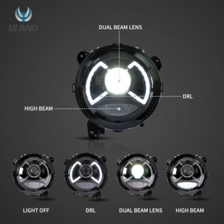 LAMPA LAMPY EUROPA 9'' LED VLAND JEEP WRANGLER JL JT GLADIATOR 2018-2023