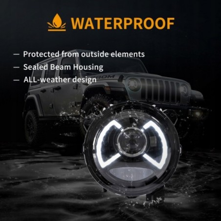 LAMPA LAMPY EUROPA 9'' LED VLAND JEEP WRANGLER JL JT GLADIATOR 2018-2023