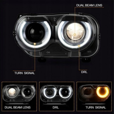 DODGE CHALLENGER 2015- LAMPA LAMPY XENON LED LEWY + PRAWY KOMPLETNE EUROPA
