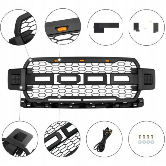 ATRAPA GRILL CZARNA STYL RAPTOR Z LED NOWA FORD F-150 F150 2018-2020