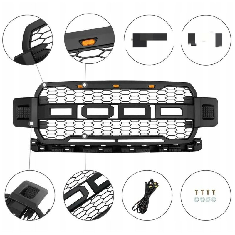 ATRAPA GRILL CZARNA STYL RAPTOR Z LED NOWA FORD F-150 F150 2018-2020